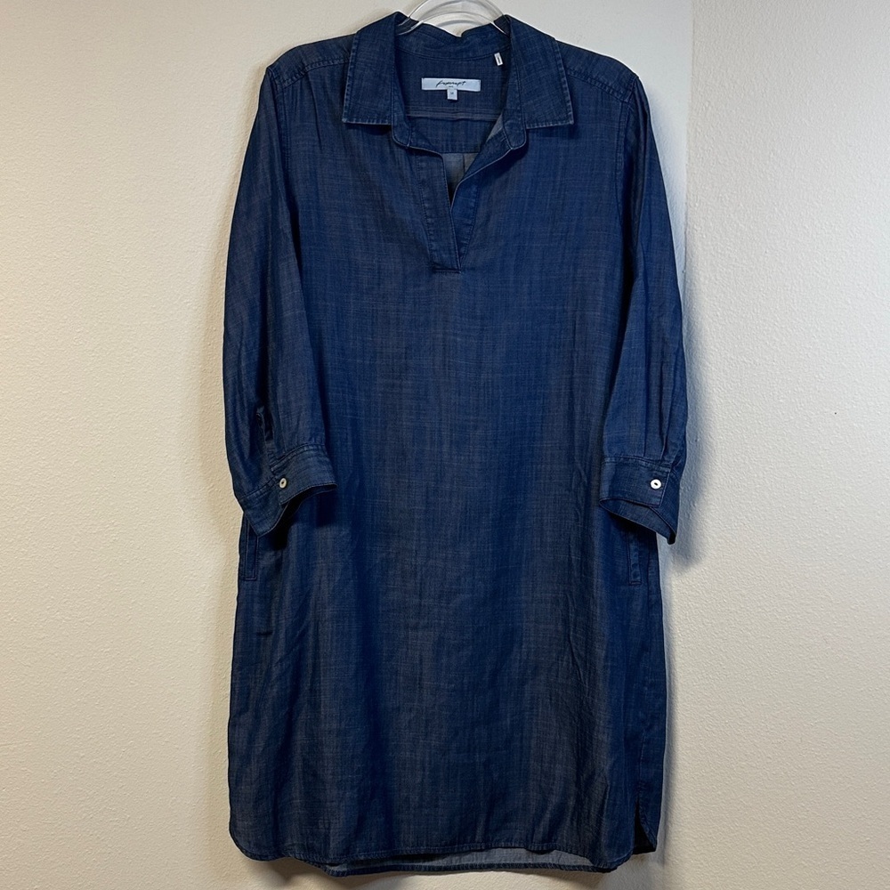 Foxcroft Nikki Chambray Above-the-Knee Dress | Easy Care | Size 14